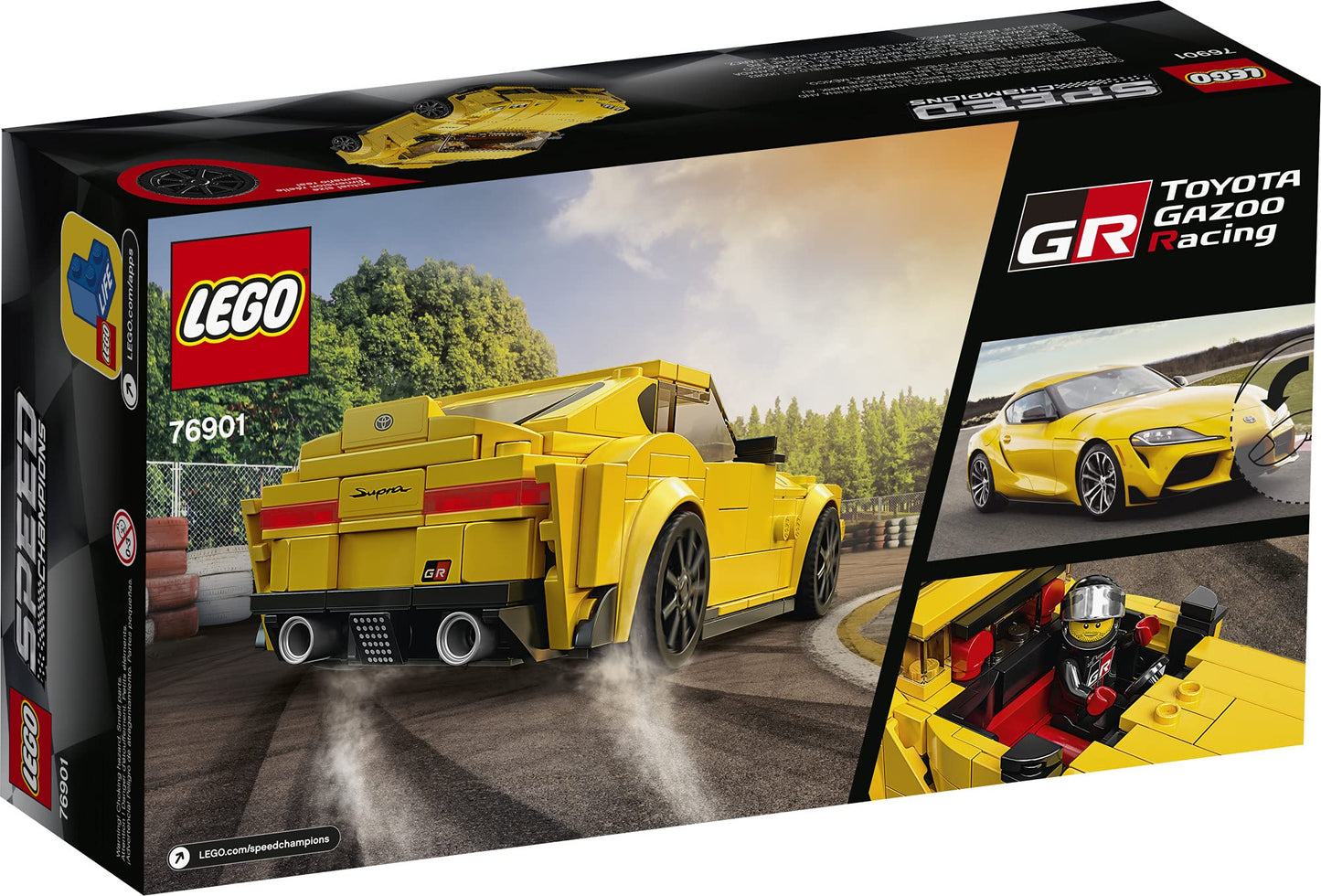 LEGO &amp; Speed Champions Toyota GR Supra 76901SPECIFICATIONSWarning: 7+yRecommend Age: 12+yPlastic Type: ABSPlastic Block Shape: Irregular ShapePhysical size: 16cm long 7cm wide 4cm highPackaging size: 26.2cm x mattoncino LegoIntermedia WorldI'M'"WorldLEGO &amp; Speed Champions Toyota GR Supra 76901