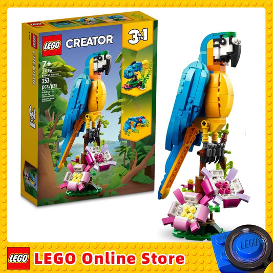 LEGO Creator 3 in 1 Exotic Parrot to Frog to Fish 31136SPECIFICATIONSWarning: 7+yRecommend Age: 12+y,18+,14+yPlastic Type: ABSOrigin: Mainland ChinaModel Number: 31136Material: PlasticGender: UnisexBrand Name: LEGOBlock mattoncino LegoIntermedia WorldI'M'"World1 Exotic Parrot